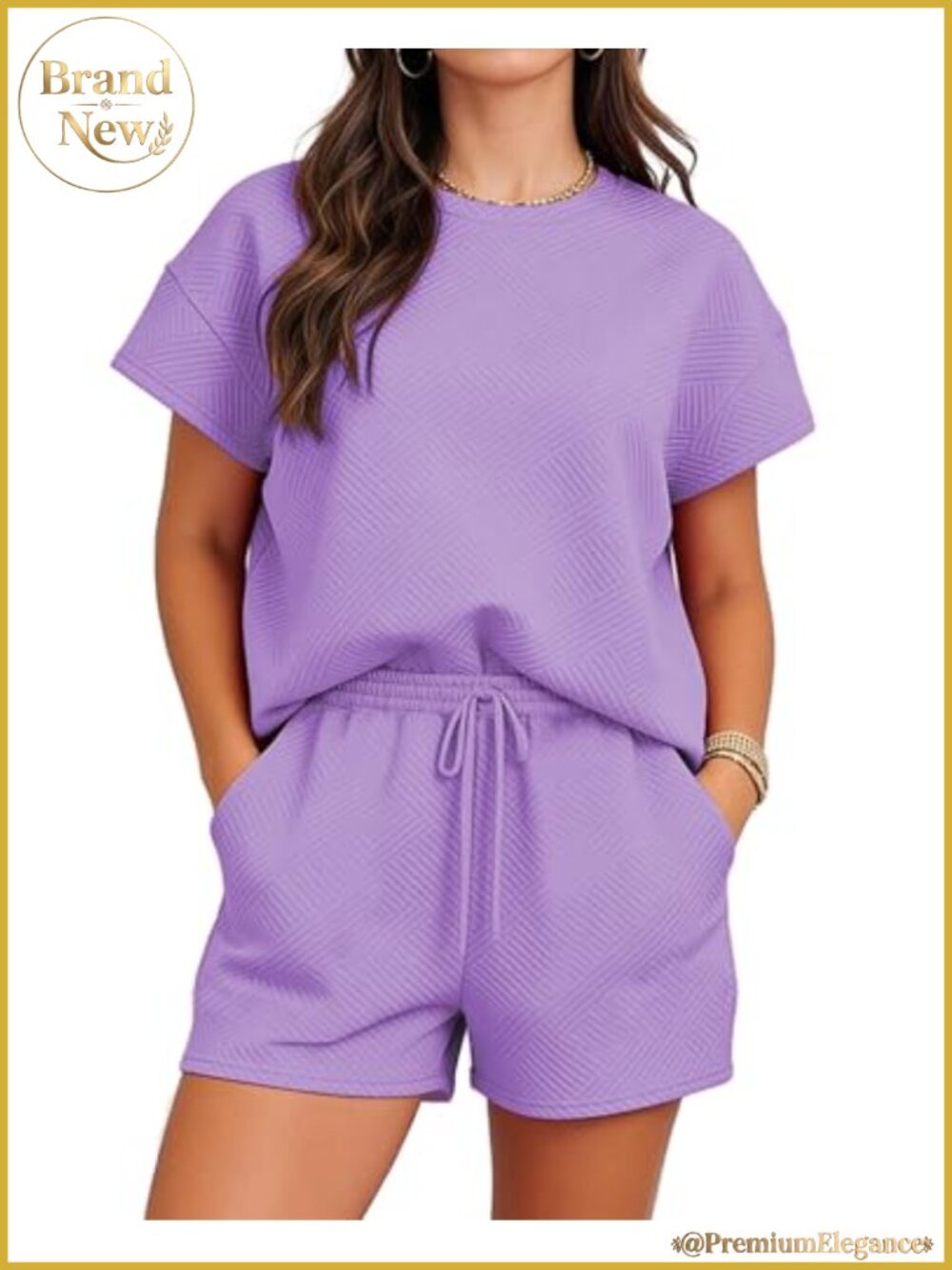 Womens 2 Piece Lounge Set Sweat Shorts Crew Neck Pullover Drawstring Waist
